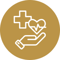 Hand holding heart with medical cross.